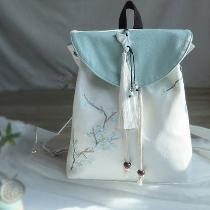 ハンドメイド刺繍入り大容量キャンバスバックパック