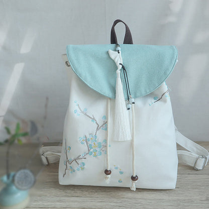ハンドメイド刺繍入り大容量キャンバスバックパック
