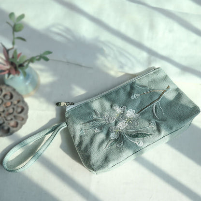 小花梅桜鶴桃花刺繍キャンバスウォレットショッピング財布