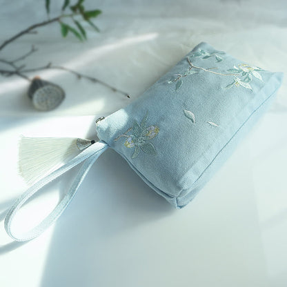 小花梅桜鶴桃花刺繍キャンバスウォレットショッピング財布