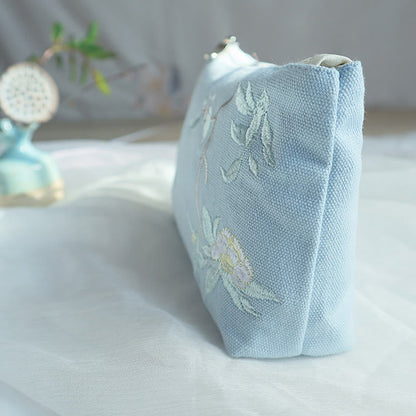 小花梅桜鶴桃花刺繍キャンバスウォレットショッピング財布