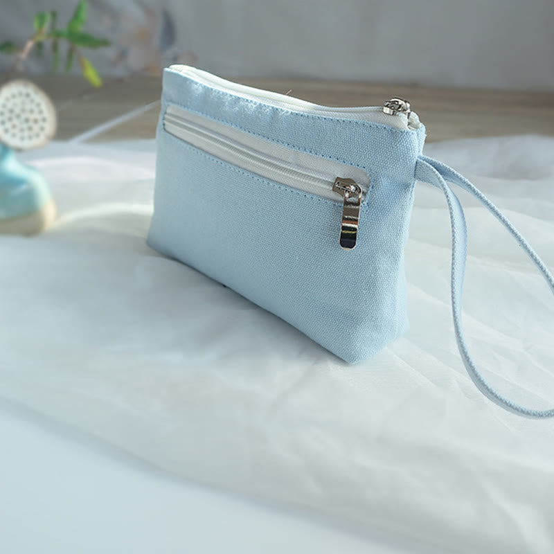 小花梅桜鶴桃花刺繍キャンバスウォレットショッピング財布
