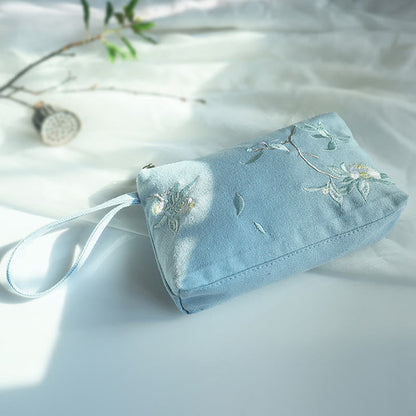 小花梅桜鶴桃花刺繍キャンバスウォレットショッピング財布