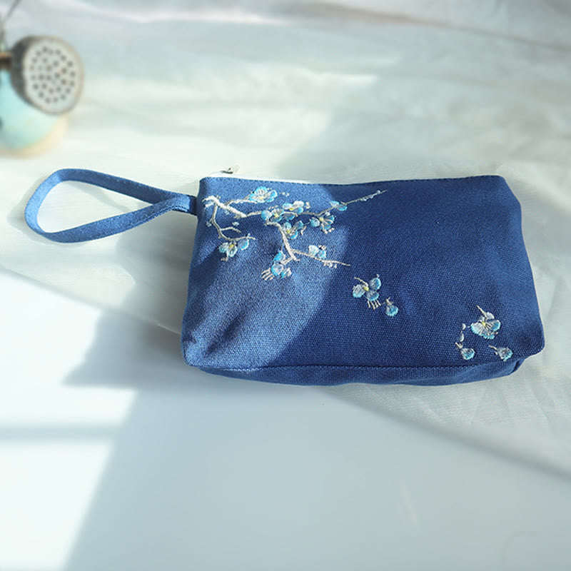 小花梅桜鶴桃花刺繍キャンバスウォレットショッピング財布