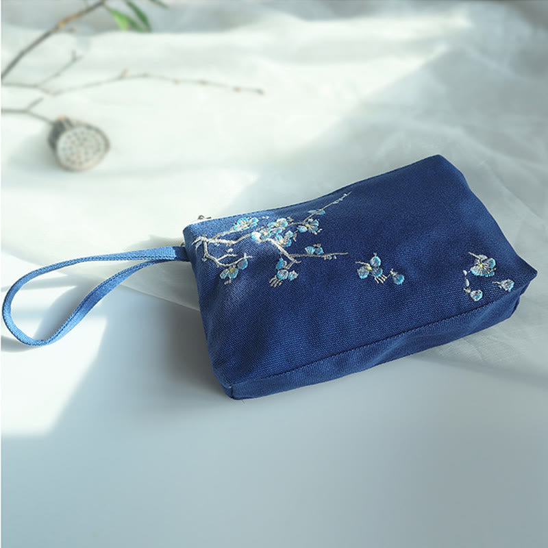 小花梅桜鶴桃花刺繍キャンバスウォレットショッピング財布