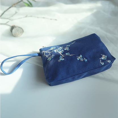 小花梅桜鶴桃花刺繍キャンバスウォレットショッピング財布