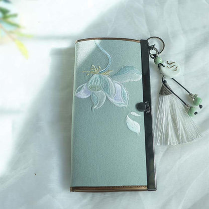 花、梅、桃の花、竹の両面刺繍、大容量のキャッシュホルダーウォレット、ショッピングバッグ