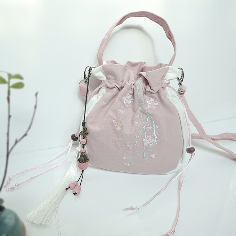 ハンドメイド刺繍花キャンバストートショルダーバッグハンドバッグ
