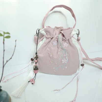 ハンドメイド刺繍花キャンバストートショルダーバッグハンドバッグ
