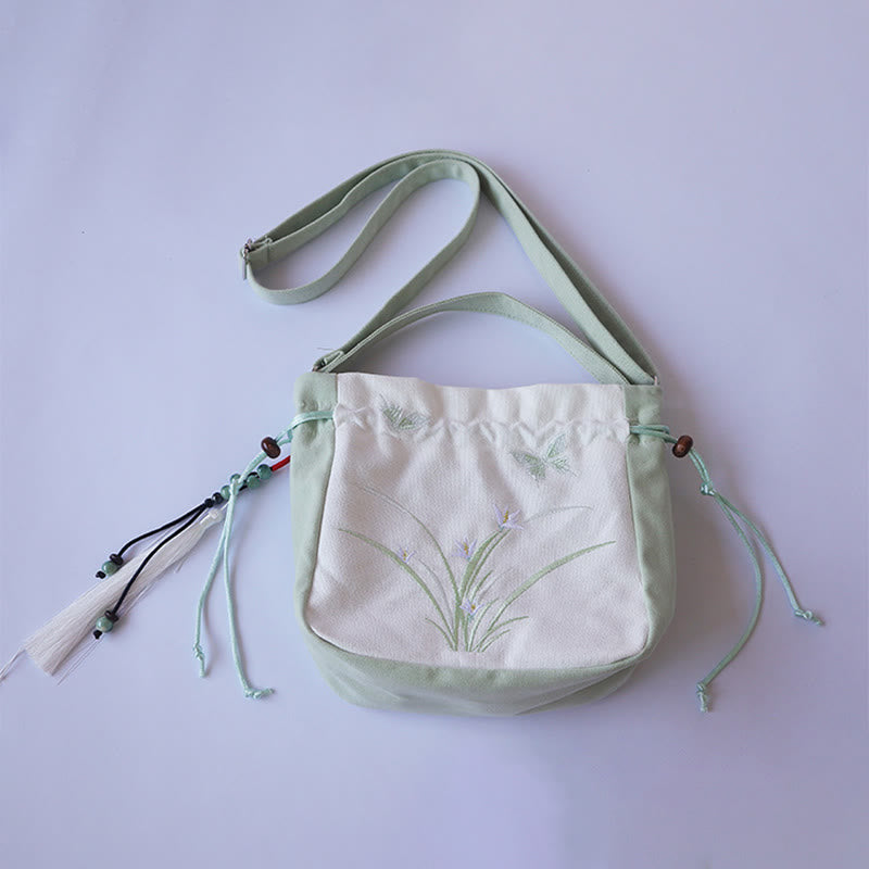 ハンドメイド刺繍花キャンバストートショルダーバッグハンドバッグ