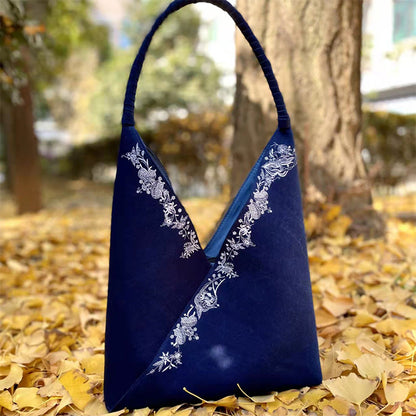 ハンドメイド刺繍模様キャンバスショルダーバッグトートバッグセット