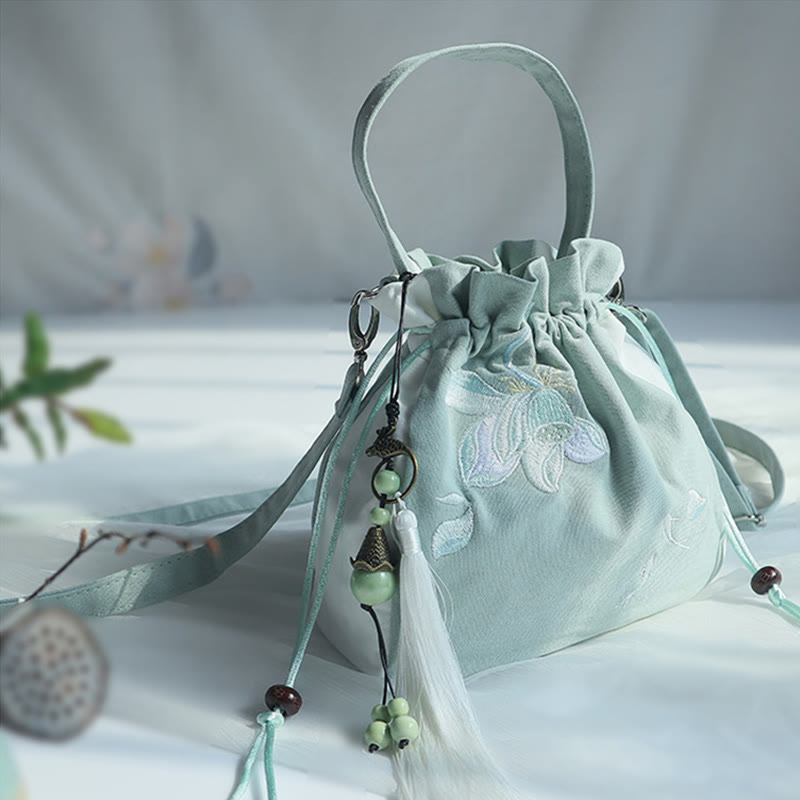 ハンドメイド刺繍花キャンバストートショルダーバッグハンドバッグ