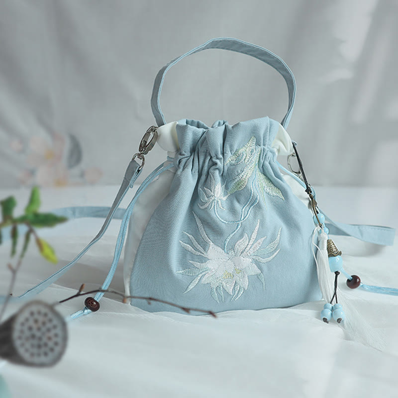 ハンドメイド刺繍花キャンバストートショルダーバッグハンドバッグ
