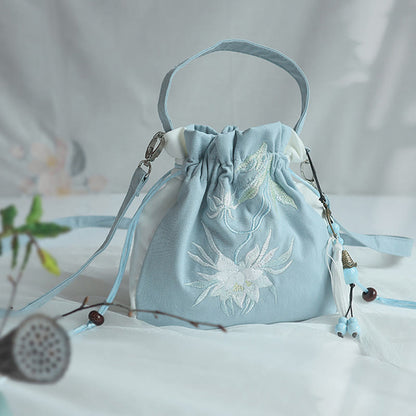 ハンドメイド刺繍花キャンバストートショルダーバッグハンドバッグ