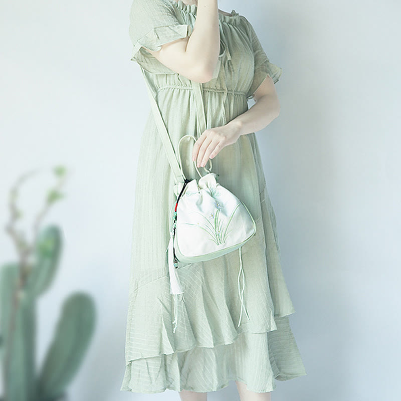 ハンドメイド刺繍花キャンバストートショルダーバッグハンドバッグ