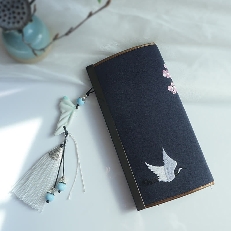 花、梅、桃の花、竹の両面刺繍、大容量のキャッシュホルダーウォレット、ショッピングバッグ