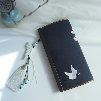 花、梅、桃の花、竹の両面刺繍、大容量のキャッシュホルダーウォレット、ショッピングバッグ