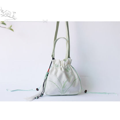 ハンドメイド刺繍花キャンバストートショルダーバッグハンドバッグ