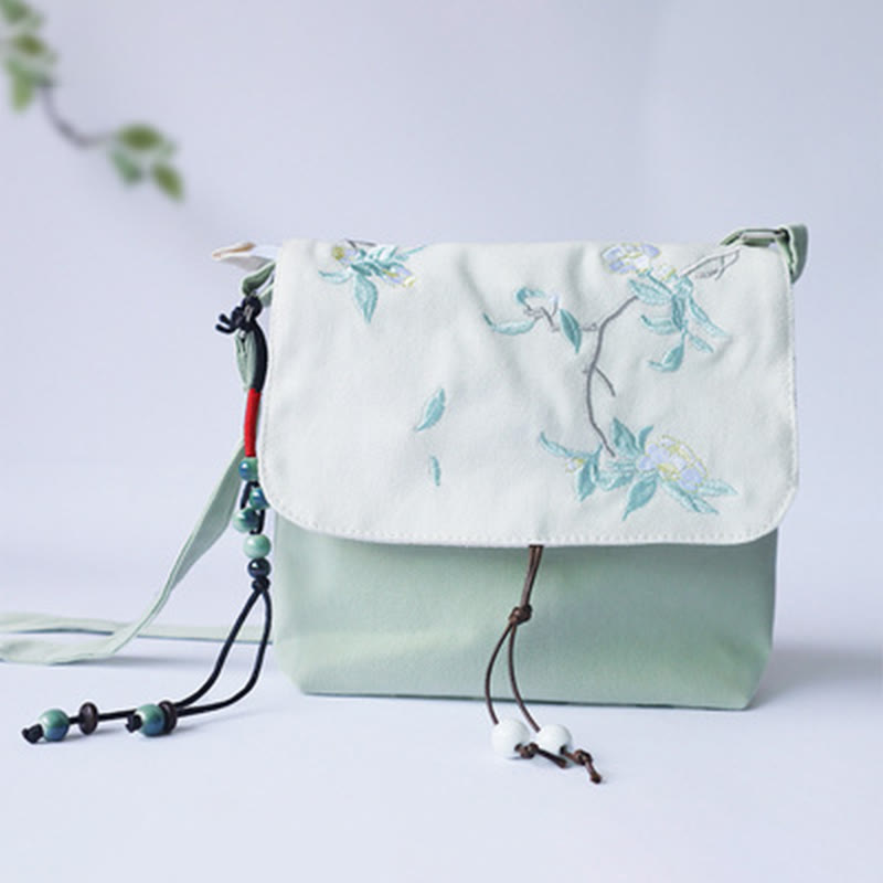 ハンドメイド刺繍梅花キャンバスクロスボディバッグショルダーバッグハンドバッグ