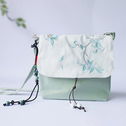 ハンドメイド刺繍梅花キャンバスクロスボディバッグショルダーバッグハンドバッグ