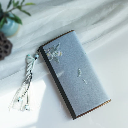 花、梅、桃の花、竹の両面刺繍、大容量のキャッシュホルダーウォレット、ショッピングバッグ