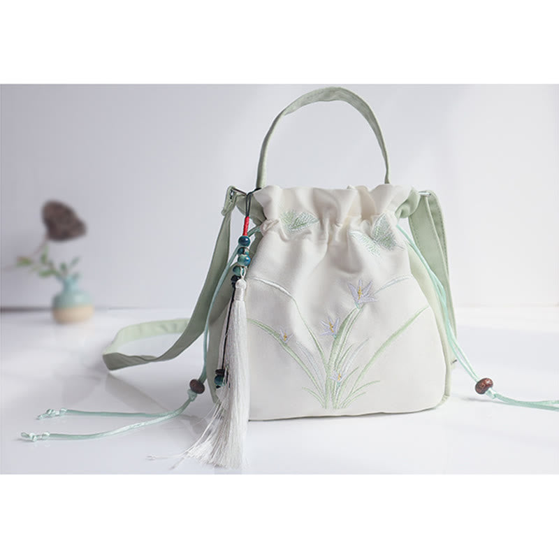ハンドメイド刺繍花キャンバストートショルダーバッグハンドバッグ