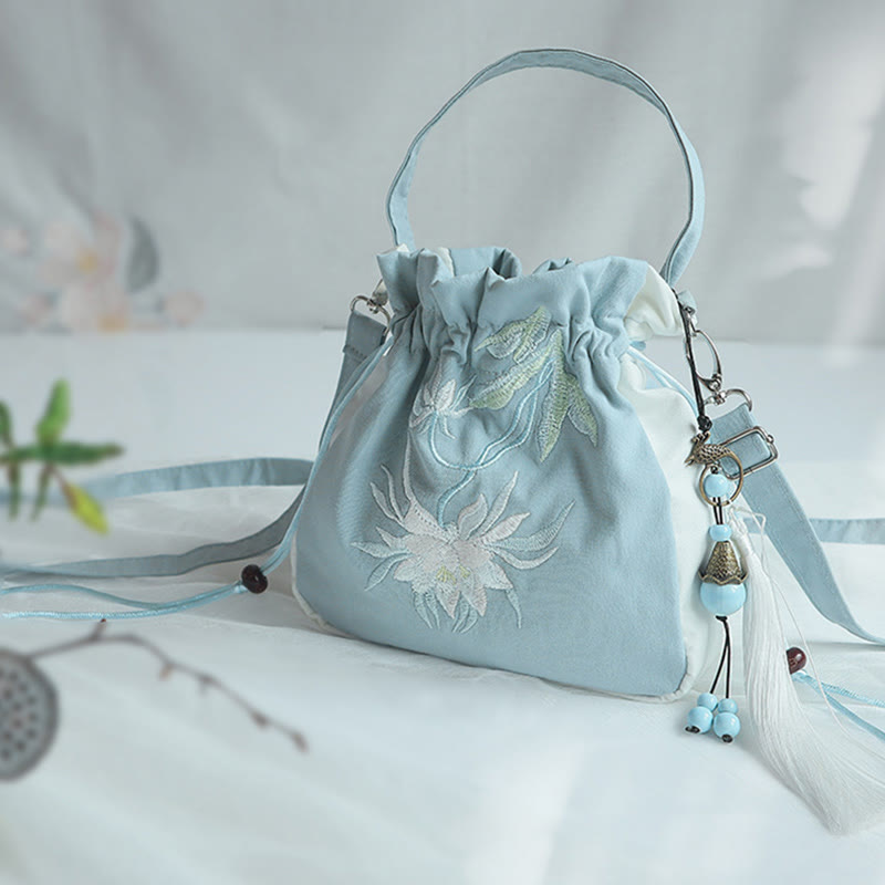 ハンドメイド刺繍花キャンバストートショルダーバッグハンドバッグ