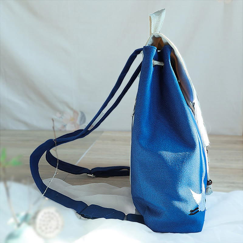 ハンドメイド刺繍入り大容量キャンバスバックパック
