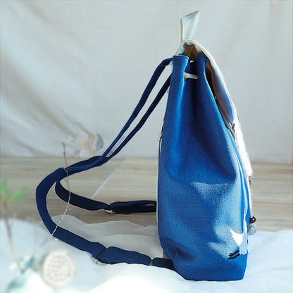 ハンドメイド刺繍入り大容量キャンバスバックパック