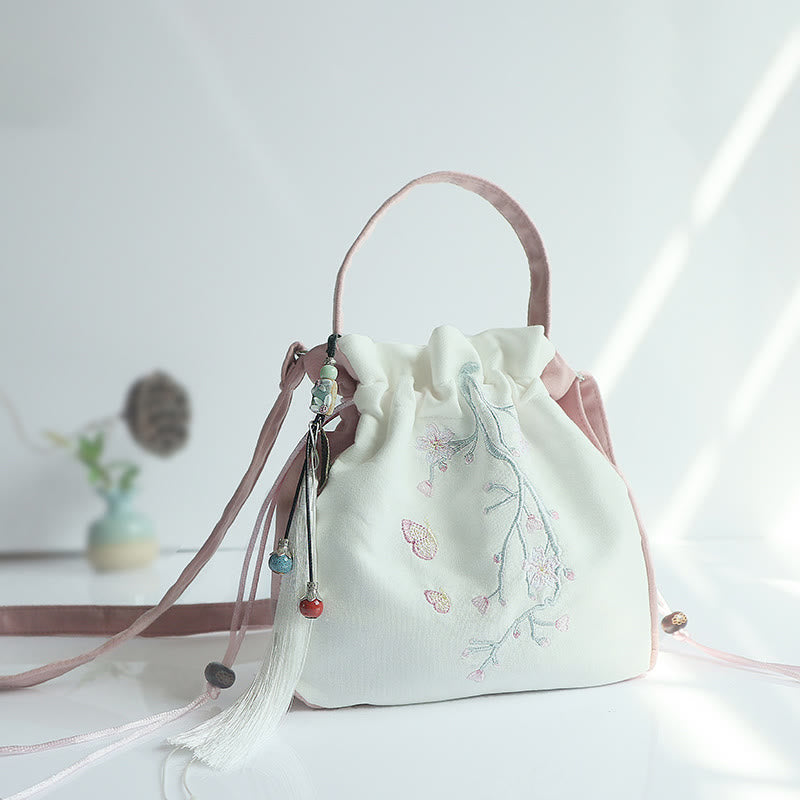 ハンドメイド刺繍花キャンバストートショルダーバッグハンドバッグ