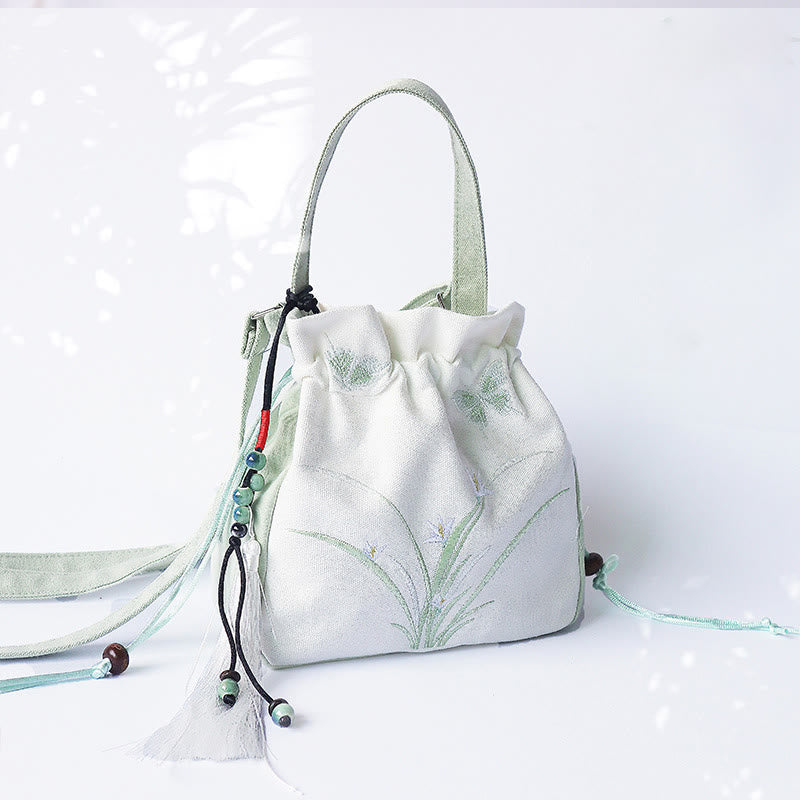 ハンドメイド刺繍花キャンバストートショルダーバッグハンドバッグ