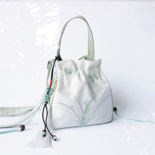 ハンドメイド刺繍花キャンバストートショルダーバッグハンドバッグ