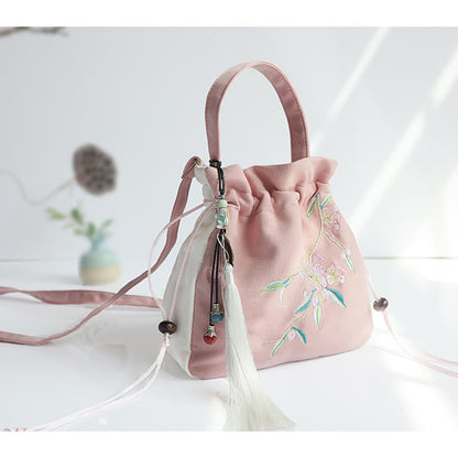 ハンドメイド刺繍花キャンバストートショルダーバッグハンドバッグ