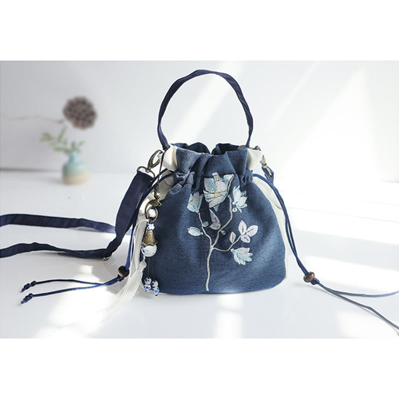 ハンドメイド刺繍花キャンバストートショルダーバッグハンドバッグ