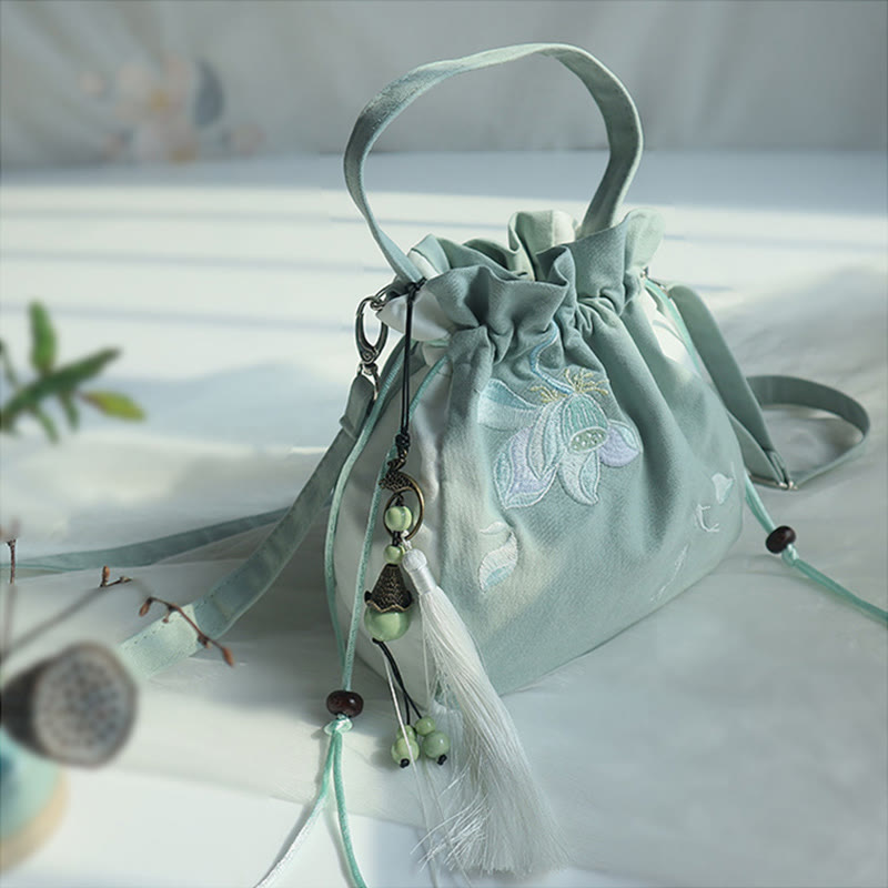 ハンドメイド刺繍花キャンバストートショルダーバッグハンドバッグ