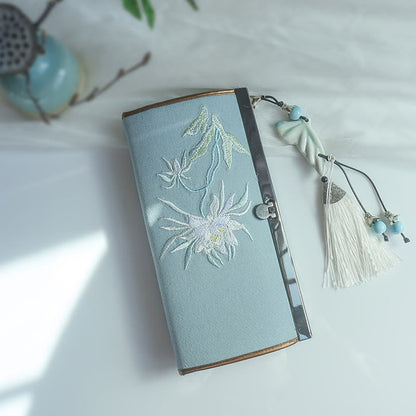 花、梅、桃の花、竹の両面刺繍、大容量のキャッシュホルダーウォレット、ショッピングバッグ