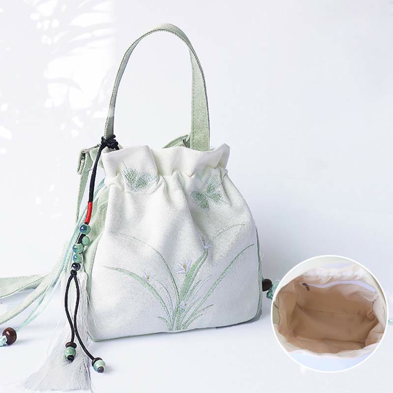 ハンドメイド刺繍花キャンバストートショルダーバッグハンドバッグ
