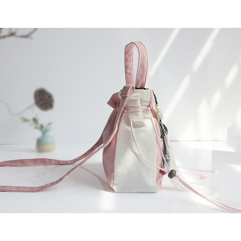 ハンドメイド刺繍花キャンバストートショルダーバッグハンドバッグ