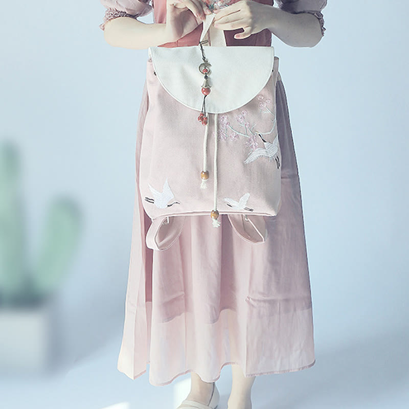 ハンドメイド刺繍入り大容量キャンバスバックパック