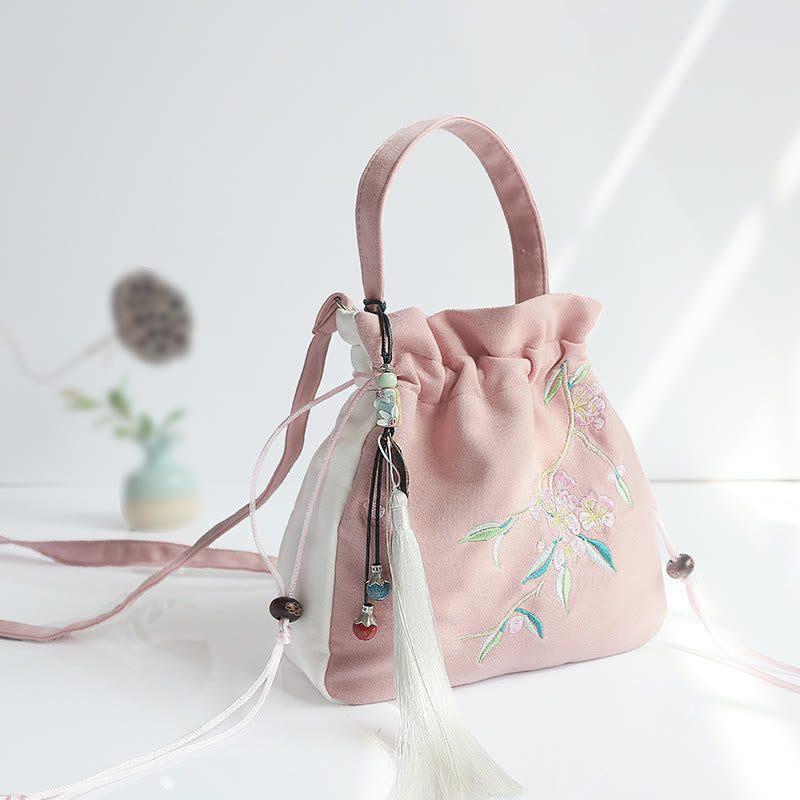 ハンドメイド刺繍花キャンバストートショルダーバッグハンドバッグ