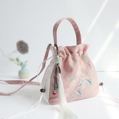 ハンドメイド刺繍花キャンバストートショルダーバッグハンドバッグ