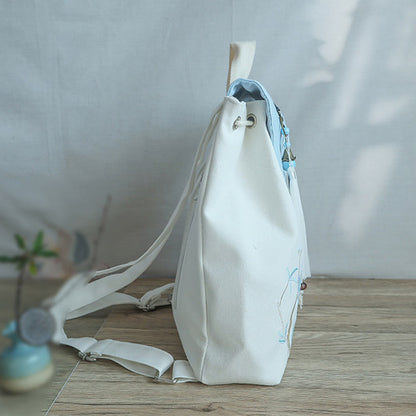 ハンドメイド刺繍入り大容量キャンバスバックパック