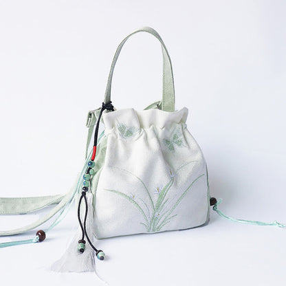 ハンドメイド刺繍花キャンバストートショルダーバッグハンドバッグ